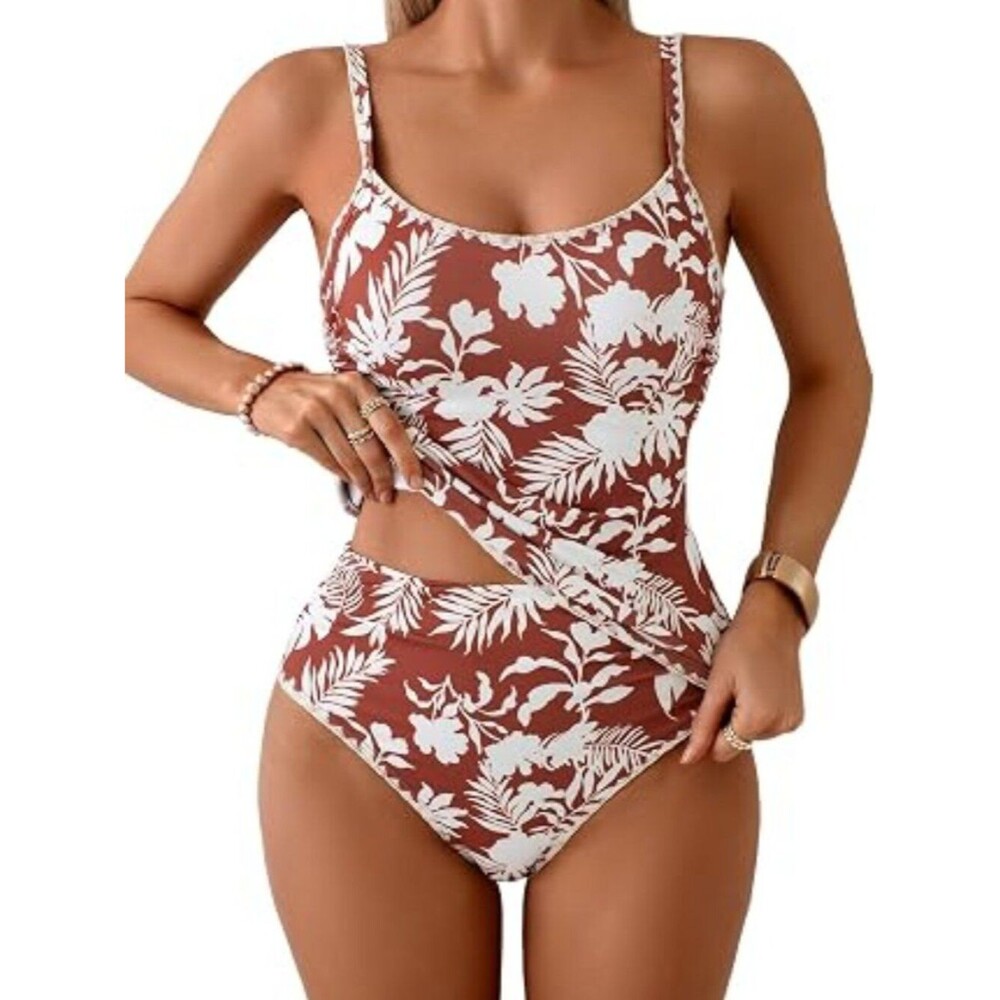 Eomenie Tankini Swimsuit for Women Tummy Control Ruched Two Piece Bathing Suits